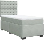 vidaXL Κρεβάτι Boxspring με Στρώμα Ανοιχτό Γκρι 90x190 εκ. Βελούδινο