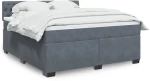 vidaXL Κρεβάτι Boxspring με Στρώμα Σκούρο Γκρι 180x200 εκ. Βελούδινο