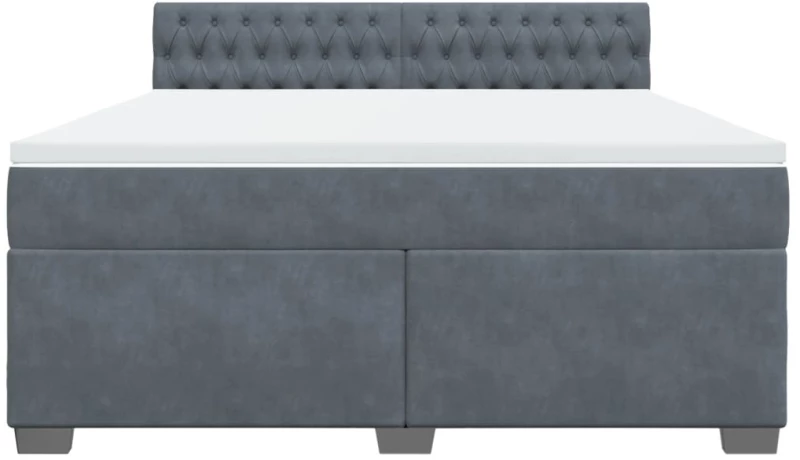 vidaXL Κρεβάτι Boxspring με Στρώμα Σκούρο Γκρι 180x200 εκ. Βελούδινο