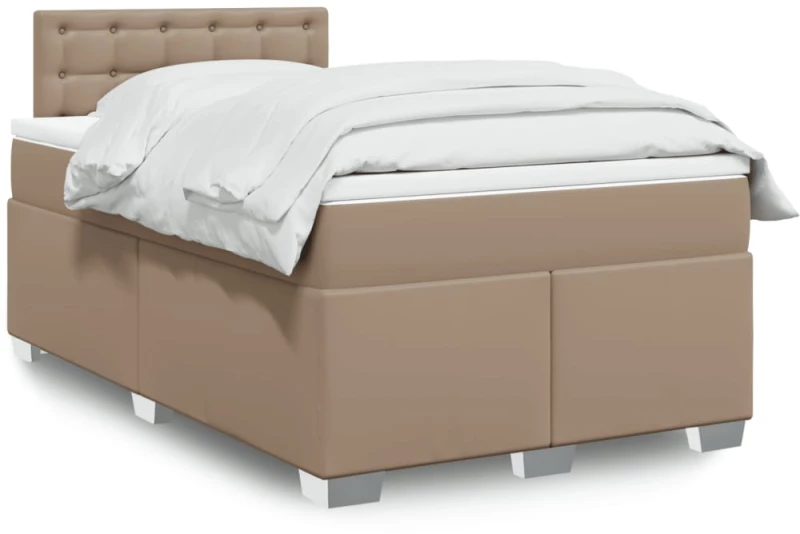 vidaXL Κρεβάτι Boxspring με Στρώμα Καπουτσίνο 140x200εκ.από Συνθ.Δέρμα