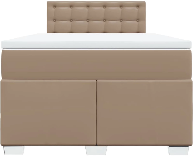 vidaXL Κρεβάτι Boxspring με Στρώμα Καπουτσίνο 140x200εκ.από Συνθ.Δέρμα