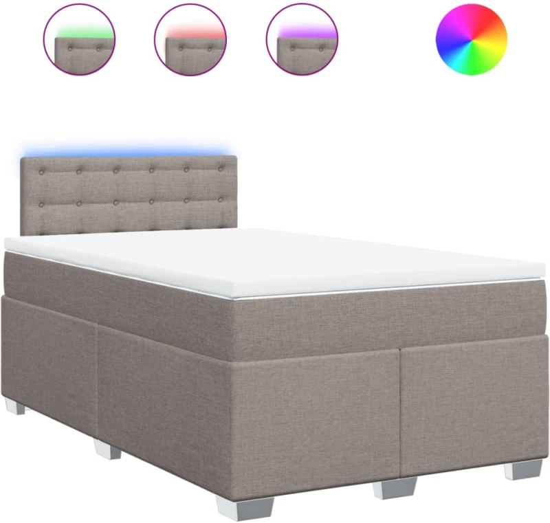 vidaXL Κρεβάτι Boxspring με Στρώμα Taupe 120x200 εκ. Υφασμάτινο