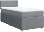 vidaXL Κρεβάτι Boxspring με Στρώμα Ανοιχτό Γκρι 90x190 εκ. Υφασμάτινο