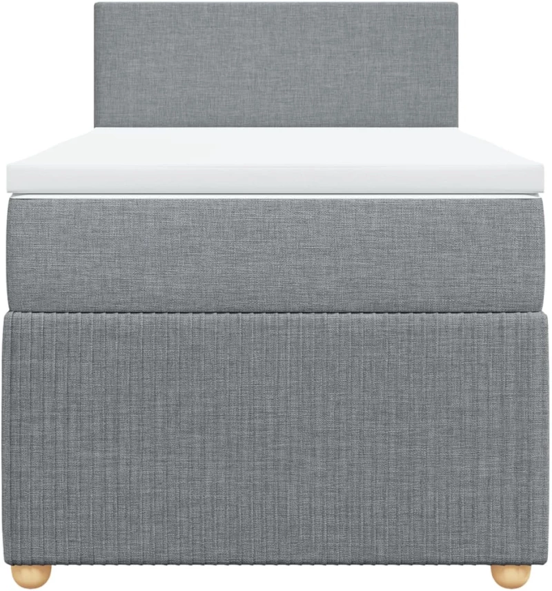 vidaXL Κρεβάτι Boxspring με Στρώμα Ανοιχτό Γκρι 90x190 εκ. Υφασμάτινο