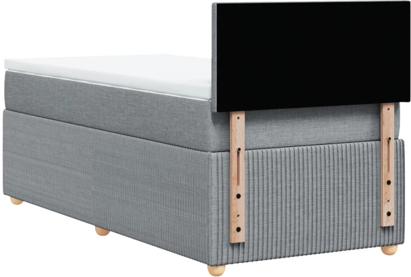 vidaXL Κρεβάτι Boxspring με Στρώμα Ανοιχτό Γκρι 90x190 εκ. Υφασμάτινο