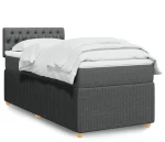 vidaXL Κρεβάτι Boxspring με Στρώμα Σκούρο Γκρι 90x190 εκ. Υφασμάτινο