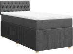 vidaXL Κρεβάτι Boxspring με Στρώμα Σκούρο Γκρι 90x190 εκ. Υφασμάτινο