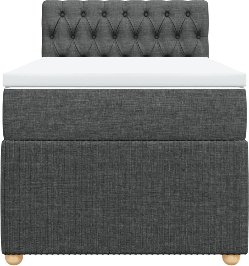 vidaXL Κρεβάτι Boxspring με Στρώμα Σκούρο Γκρι 90x190 εκ. Υφασμάτινο