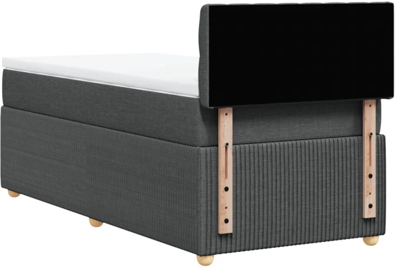 vidaXL Κρεβάτι Boxspring με Στρώμα Σκούρο Γκρι 90x190 εκ. Υφασμάτινο