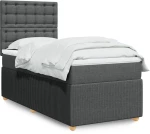 vidaXL Κρεβάτι Boxspring με Στρώμα Σκούρο Γκρι 90x190 εκ. Υφασμάτινο
