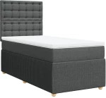 vidaXL Κρεβάτι Boxspring με Στρώμα Σκούρο Γκρι 90x190 εκ. Υφασμάτινο