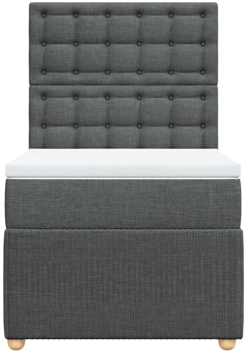 vidaXL Κρεβάτι Boxspring με Στρώμα Σκούρο Γκρι 90x190 εκ. Υφασμάτινο