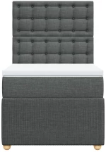 vidaXL Κρεβάτι Boxspring με Στρώμα Σκούρο Γκρι 90x190 εκ. Υφασμάτινο
