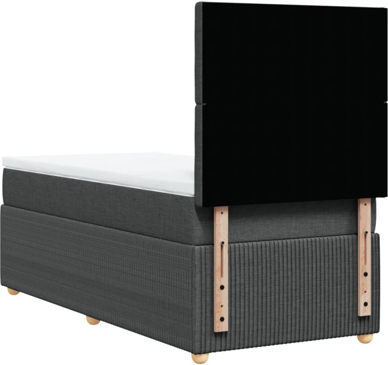 vidaXL Κρεβάτι Boxspring με Στρώμα Σκούρο Γκρι 90x190 εκ. Υφασμάτινο