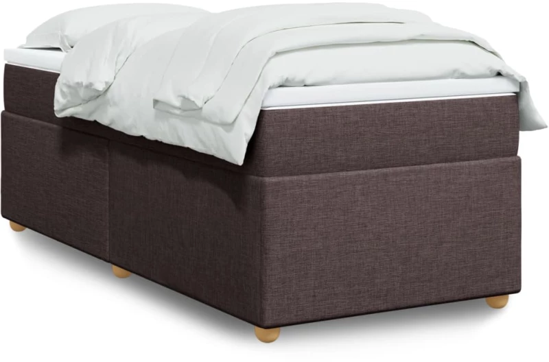 vidaXL Κρεβάτι Boxspring με Στρώμα Σκούρο Καφέ 90x190 εκ. Υφασμάτινο