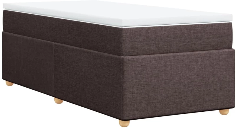 vidaXL Κρεβάτι Boxspring με Στρώμα Σκούρο Καφέ 90x190 εκ. Υφασμάτινο