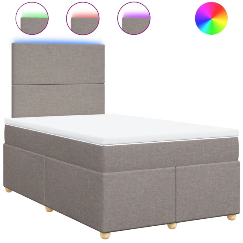 vidaXL Κρεβάτι Boxspring με Στρώμα Taupe 120x190 εκ. Υφασμάτινο