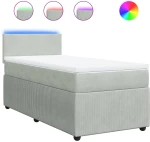 vidaXL Κρεβάτι Boxspring με Στρώμα Ανοιχτό Γκρι 100x200 εκ. Βελούδινο