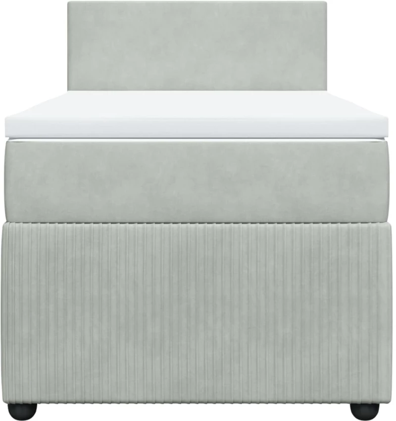 vidaXL Κρεβάτι Boxspring με Στρώμα Ανοιχτό Γκρι 100x200 εκ. Βελούδινο