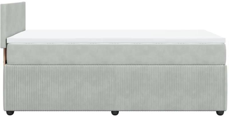 vidaXL Κρεβάτι Boxspring με Στρώμα Ανοιχτό Γκρι 100x200 εκ. Βελούδινο