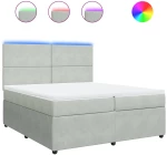 vidaXL Κρεβάτι Boxspring με Στρώμα Ανοιχτό Γκρι 200x200 εκ. Βελούδινο