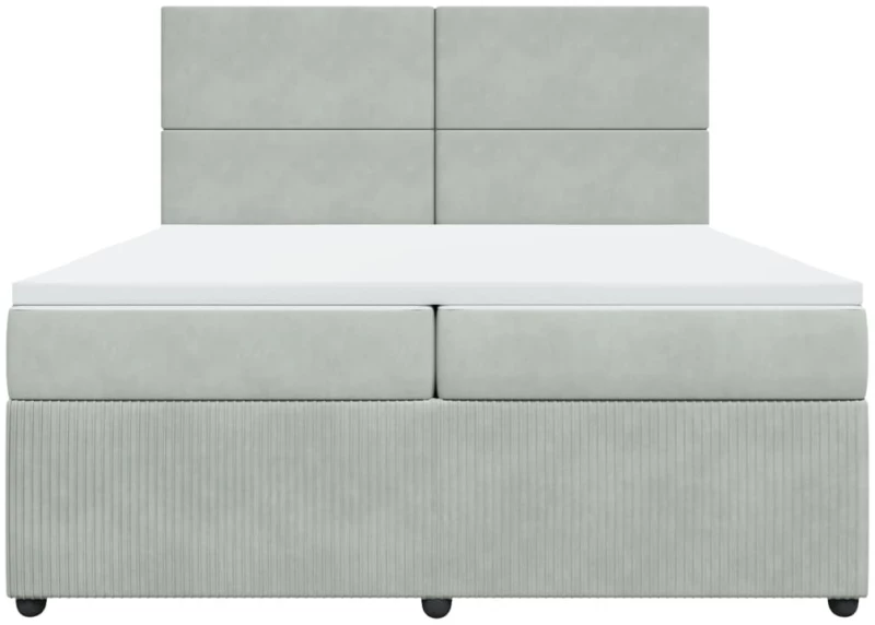 vidaXL Κρεβάτι Boxspring με Στρώμα Ανοιχτό Γκρι 200x200 εκ. Βελούδινο