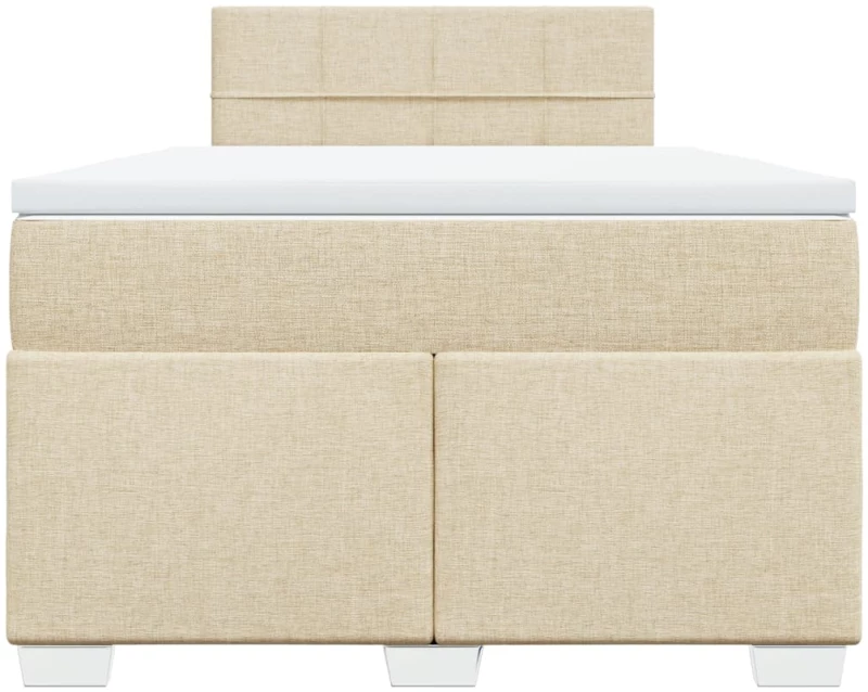 vidaXL Κρεβάτι Boxspring με Στρώμα Κρεμ 120x190 εκ. Υφασμάτινο