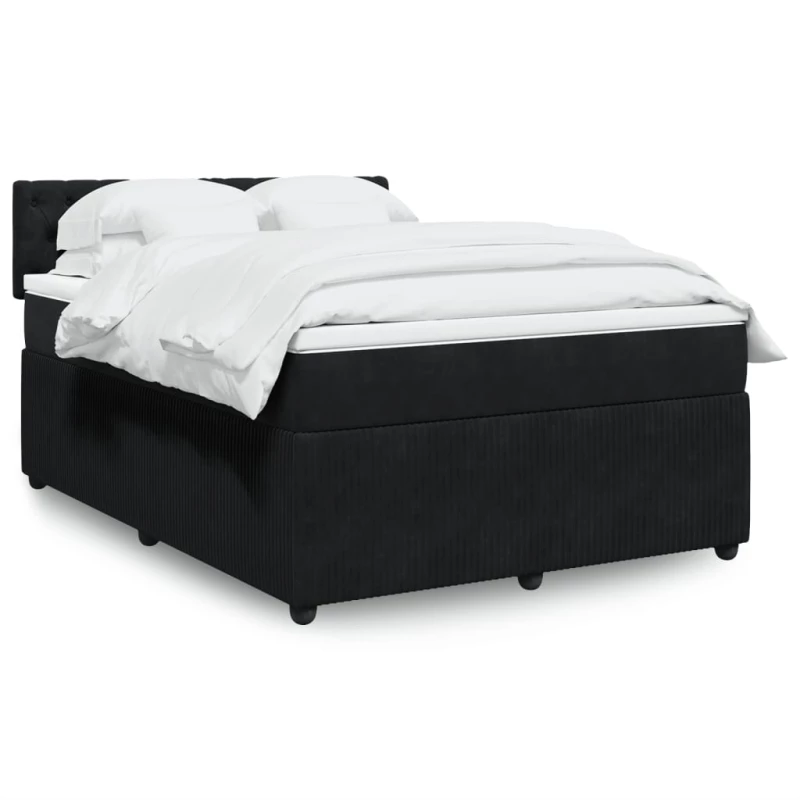 vidaXL Κρεβάτι Boxspring με Στρώμα Μαύρο 160x200 εκ. Βελούδινο