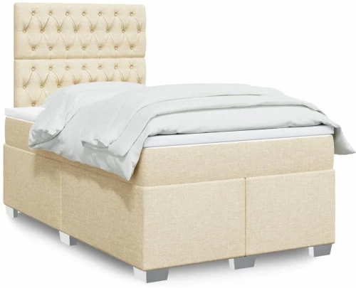 vidaXL Κρεβάτι Boxspring με Στρώμα Κρεμ 120x190 εκ. Υφασμάτινο