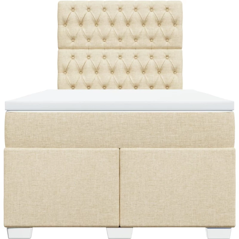 vidaXL Κρεβάτι Boxspring με Στρώμα Κρεμ 120x190 εκ. Υφασμάτινο
