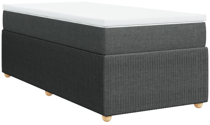 vidaXL Κρεβάτι Boxspring με Στρώμα Σκούρο Γκρι 90x190 εκ. Υφασμάτινο