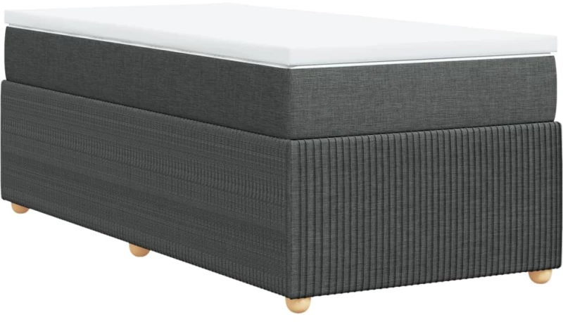 vidaXL Κρεβάτι Boxspring με Στρώμα Σκούρο Γκρι 90x190 εκ. Υφασμάτινο