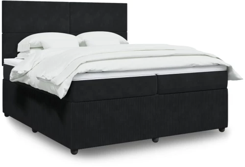 vidaXL Κρεβάτι Boxspring με Στρώμα Μαύρο 200x200 εκ. Βελούδινο
