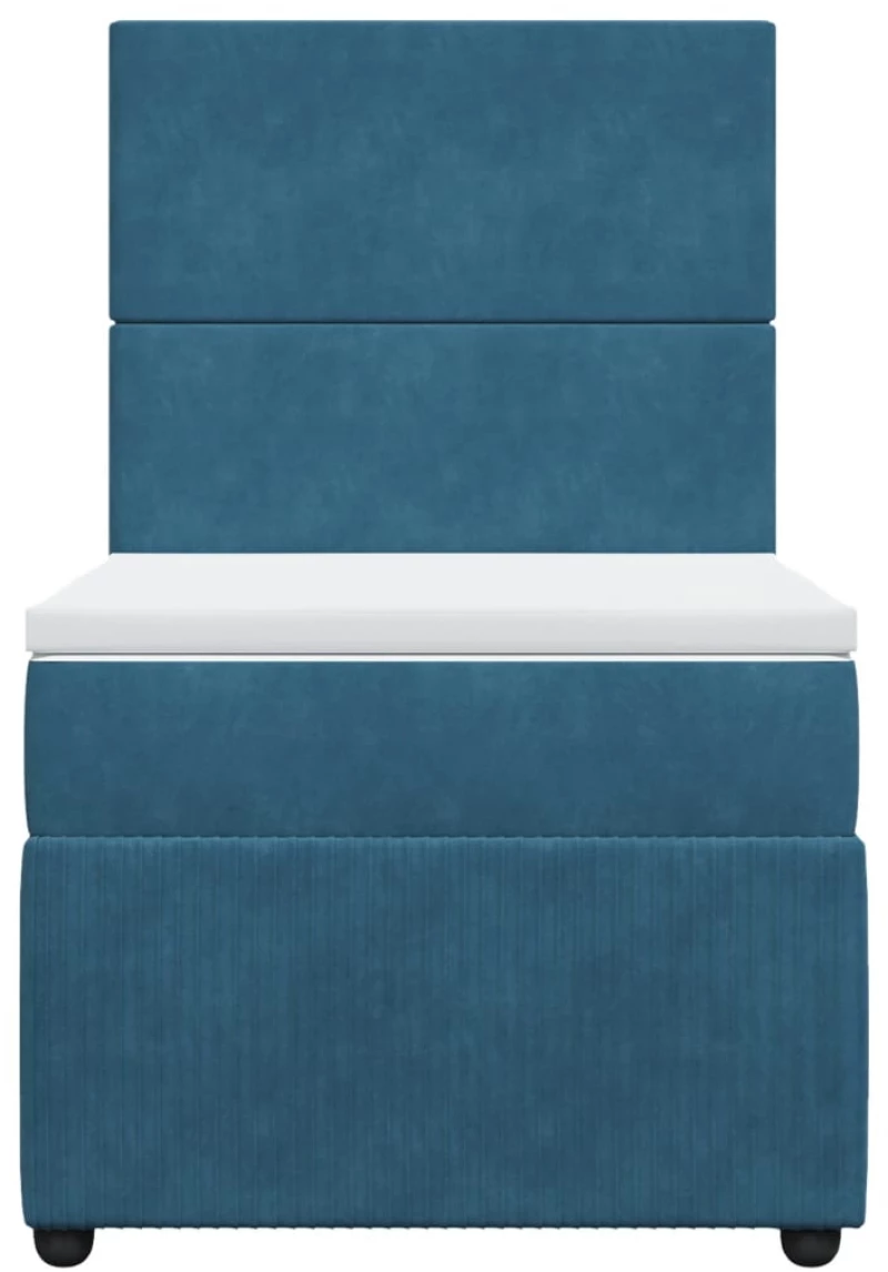 vidaXL Κρεβάτι Boxspring με Στρώμα Σκούρο Μπλε 90x190 εκ. Βελούδινο