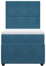 vidaXL Κρεβάτι Boxspring με Στρώμα Σκούρο Μπλε 90x190 εκ. Βελούδινο