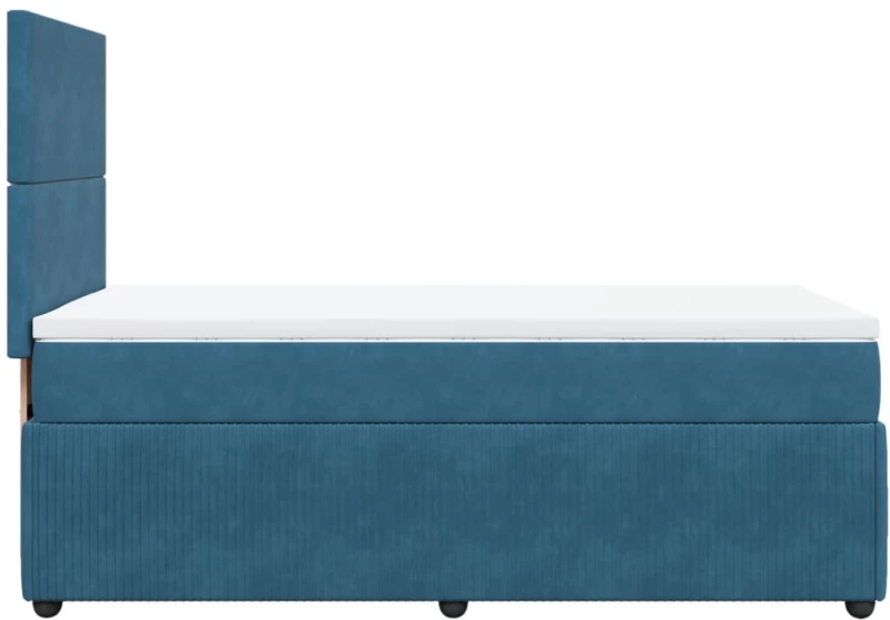 vidaXL Κρεβάτι Boxspring με Στρώμα Σκούρο Μπλε 90x190 εκ. Βελούδινο