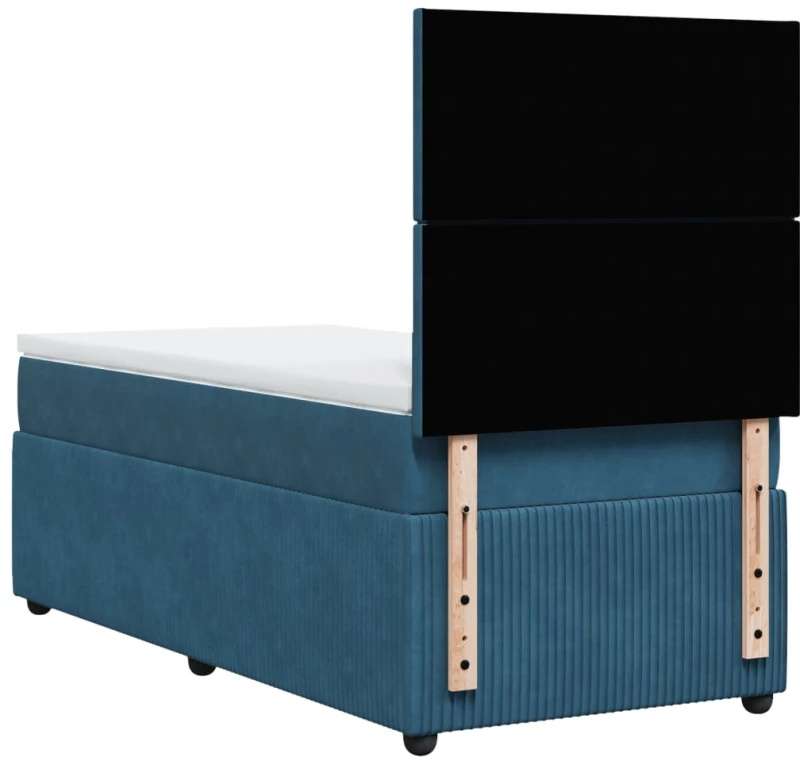 vidaXL Κρεβάτι Boxspring με Στρώμα Σκούρο Μπλε 90x190 εκ. Βελούδινο