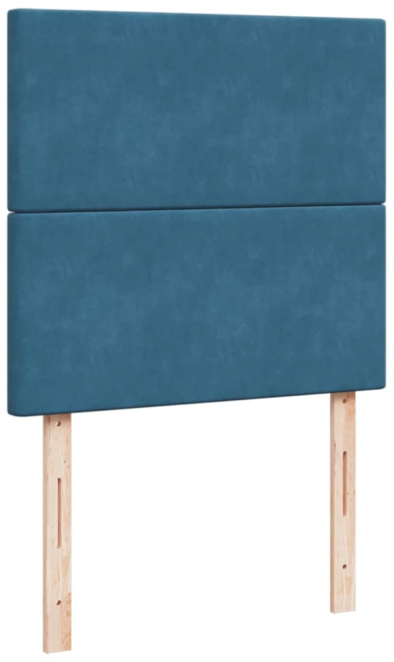 vidaXL Κρεβάτι Boxspring με Στρώμα Σκούρο Μπλε 90x190 εκ. Βελούδινο