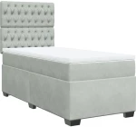 vidaXL Κρεβάτι Boxspring με Στρώμα Ανοιχτό Γκρι 90x200 εκ. Βελούδινο
