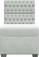 vidaXL Κρεβάτι Boxspring με Στρώμα Ανοιχτό Γκρι 90x200 εκ. Βελούδινο