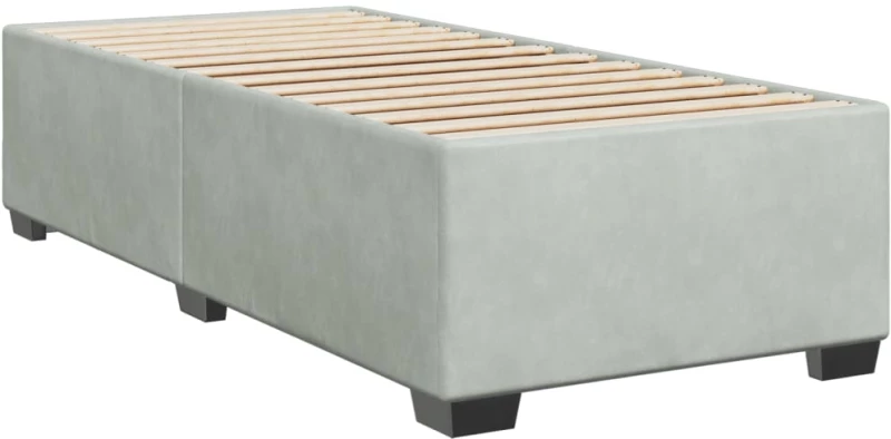 vidaXL Κρεβάτι Boxspring με Στρώμα Ανοιχτό Γκρι 90x200 εκ. Βελούδινο