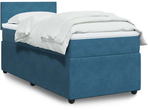 vidaXL Κρεβάτι Boxspring με Στρώμα Μπλε 90x190 εκ. Βελούδινο