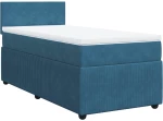 vidaXL Κρεβάτι Boxspring με Στρώμα Μπλε 90x190 εκ. Βελούδινο