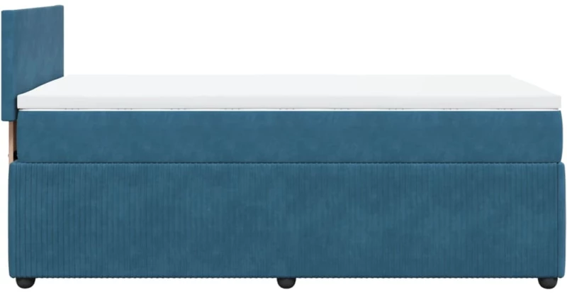 vidaXL Κρεβάτι Boxspring με Στρώμα Μπλε 90x190 εκ. Βελούδινο