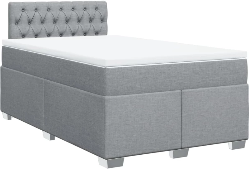 vidaXL Κρεβάτι Boxspring με Στρώμα Ανοιχτό Γκρι 120x200 εκ. Υφασμάτινο
