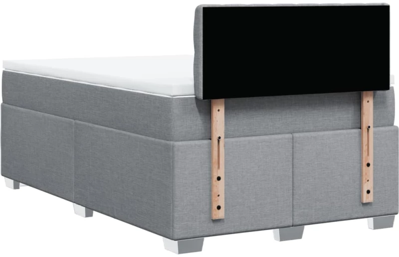 vidaXL Κρεβάτι Boxspring με Στρώμα Ανοιχτό Γκρι 120x200 εκ. Υφασμάτινο