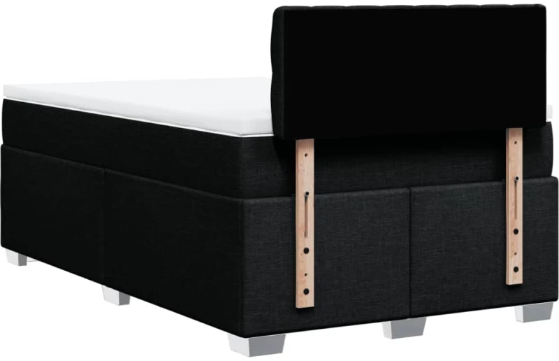vidaXL Κρεβάτι Boxspring με Στρώμα Μαύρο 120x190 εκ. Υφασμάτινο