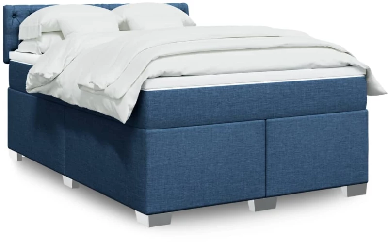 vidaXL Κρεβάτι Boxspring με Στρώμα Μπλε 160x200 εκ. Υφασμάτινο
