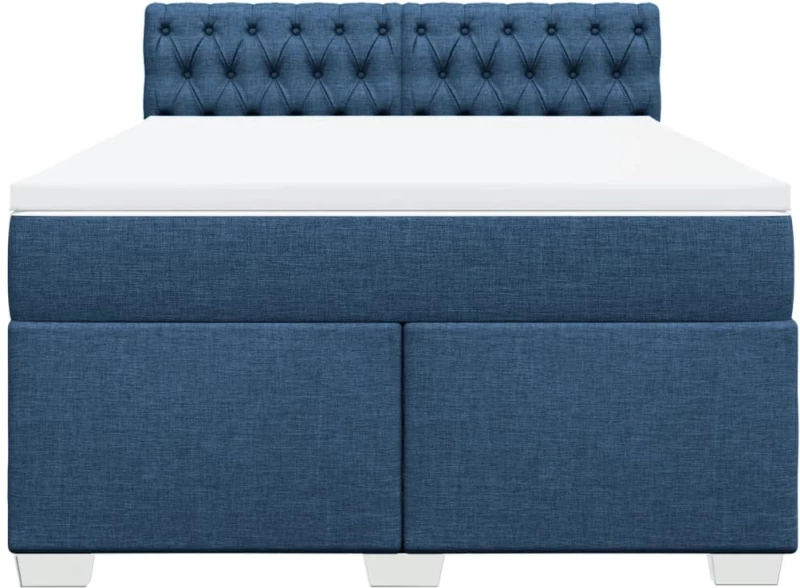 vidaXL Κρεβάτι Boxspring με Στρώμα Μπλε 160x200 εκ. Υφασμάτινο