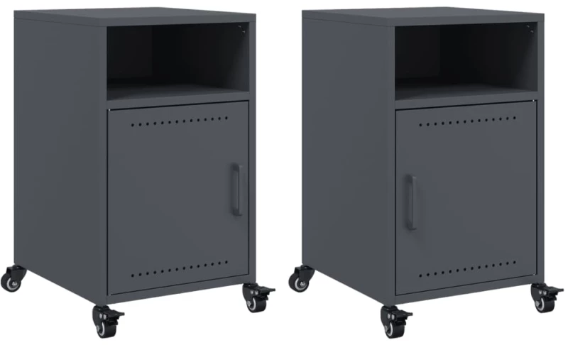 vidaXL Κομοδίνα 2 τεμ. Ανθρακί 36x39x59 εκ. από Χάλυβα